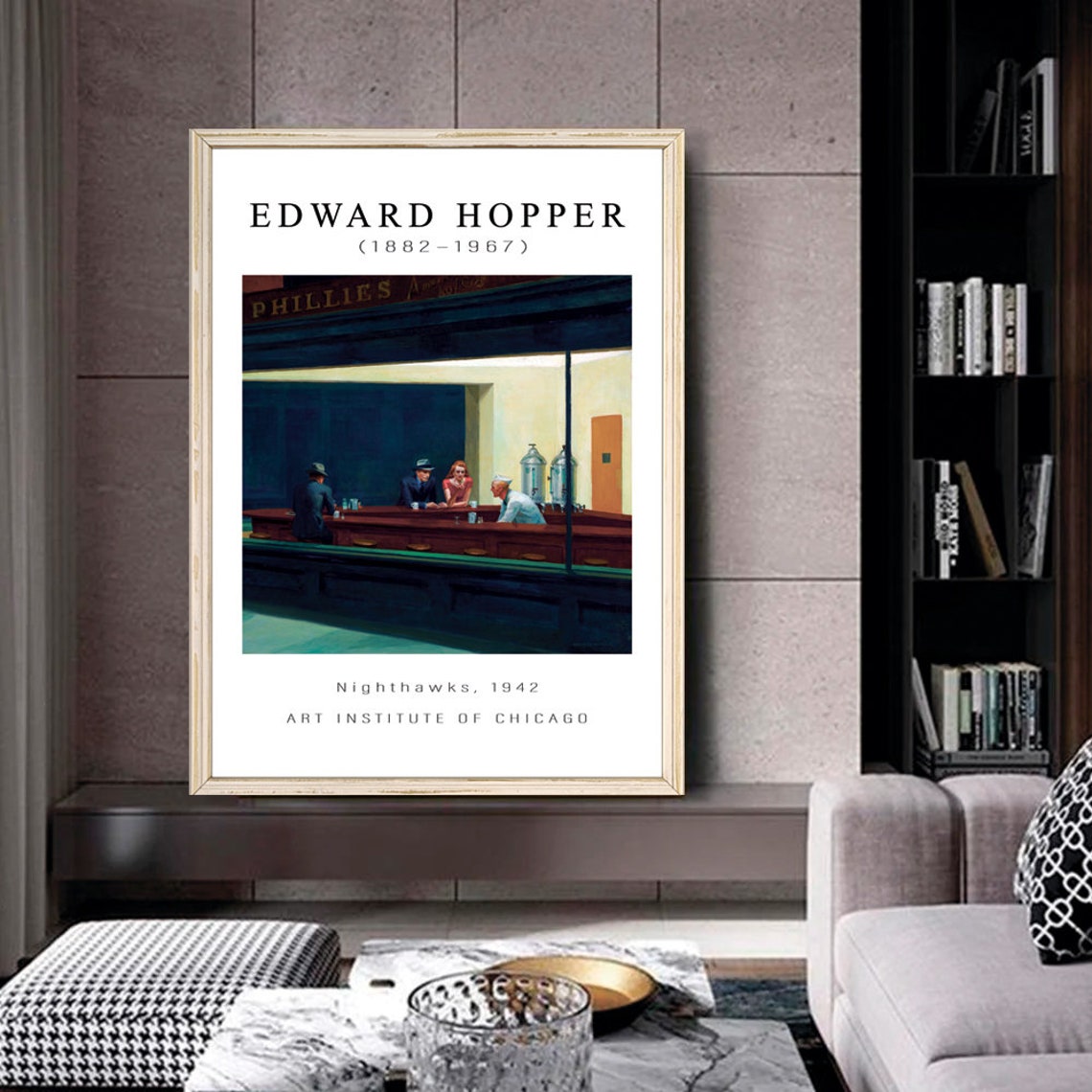 Edward Hopper Nighthawks 1942 Late Night Diner Scene Painting Poster - Image 2