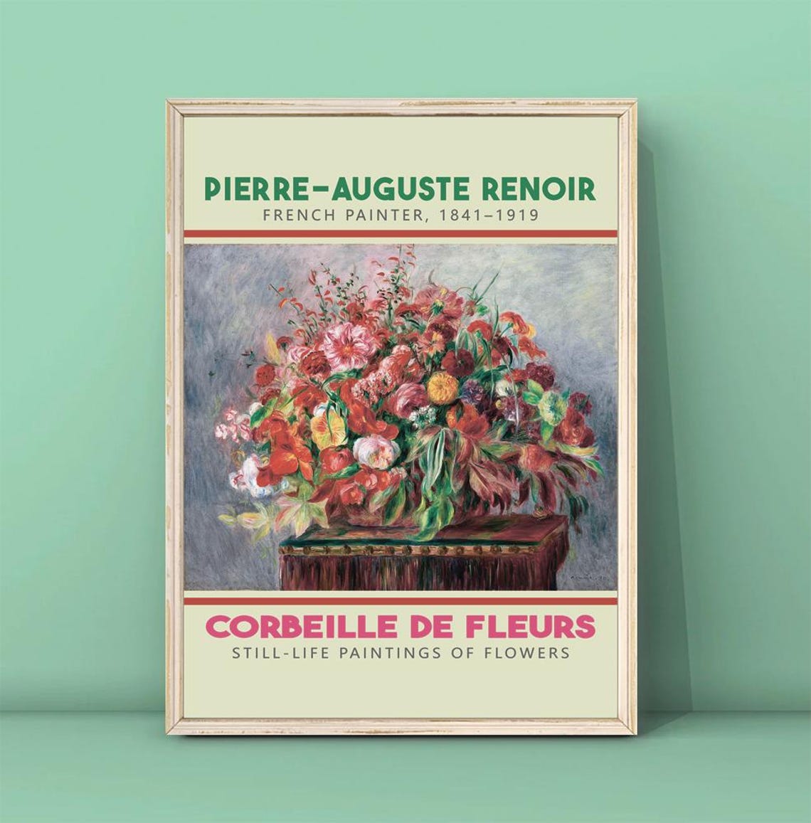 Pierre-Auguste Renoir Corbeille de Fleurs Floral Still Life Poster