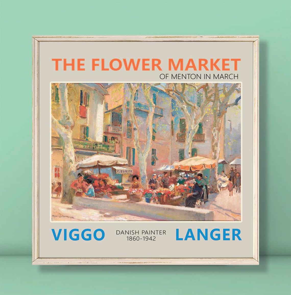 Viggo Langer Flower Market Of Menton In March Print The Flower Market Poster Langer Painting Flower Print Langer Landscape