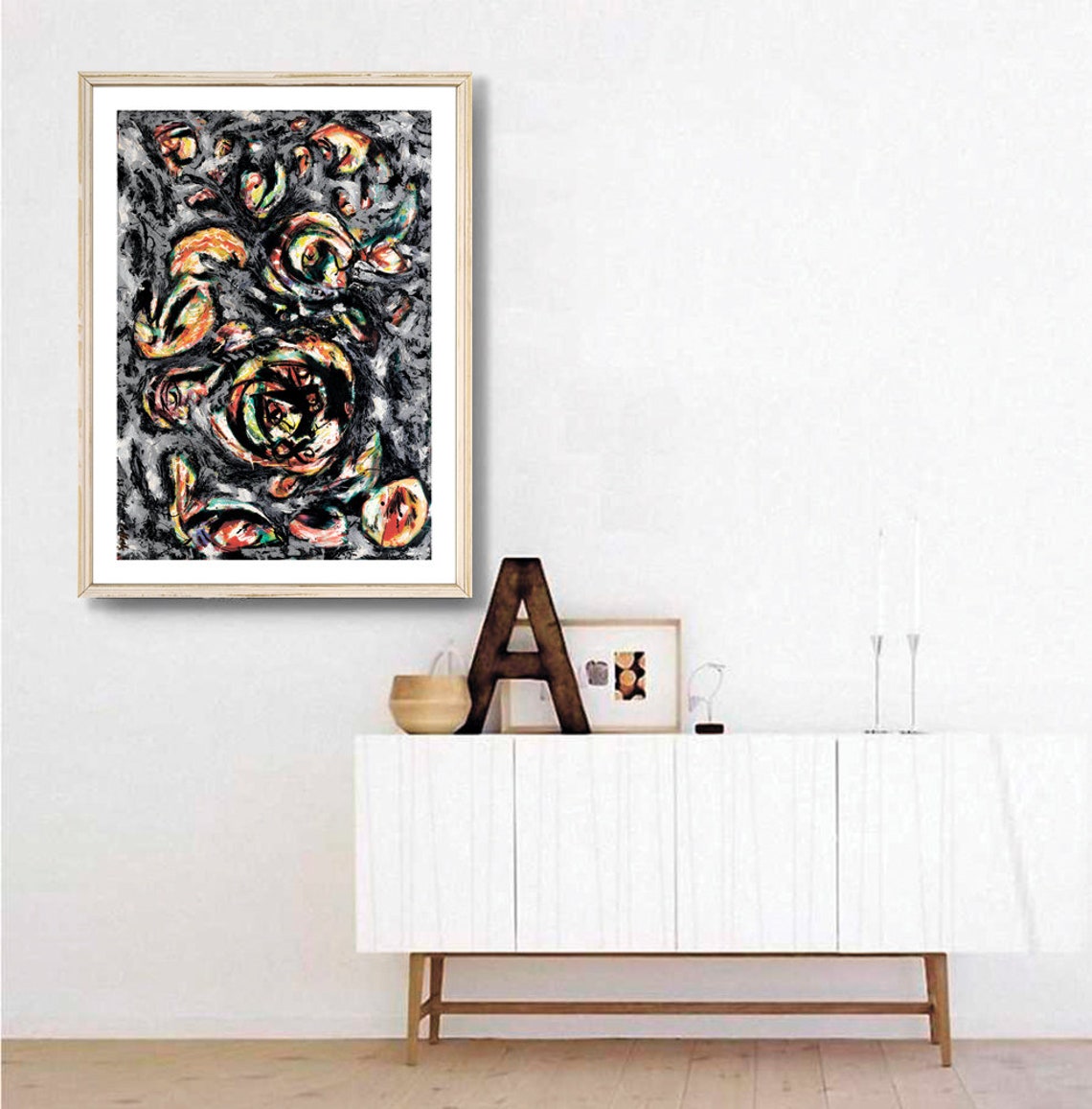 Jackson Pollock Swirling Orange Black Abstract Expressionist Poster - Image 3