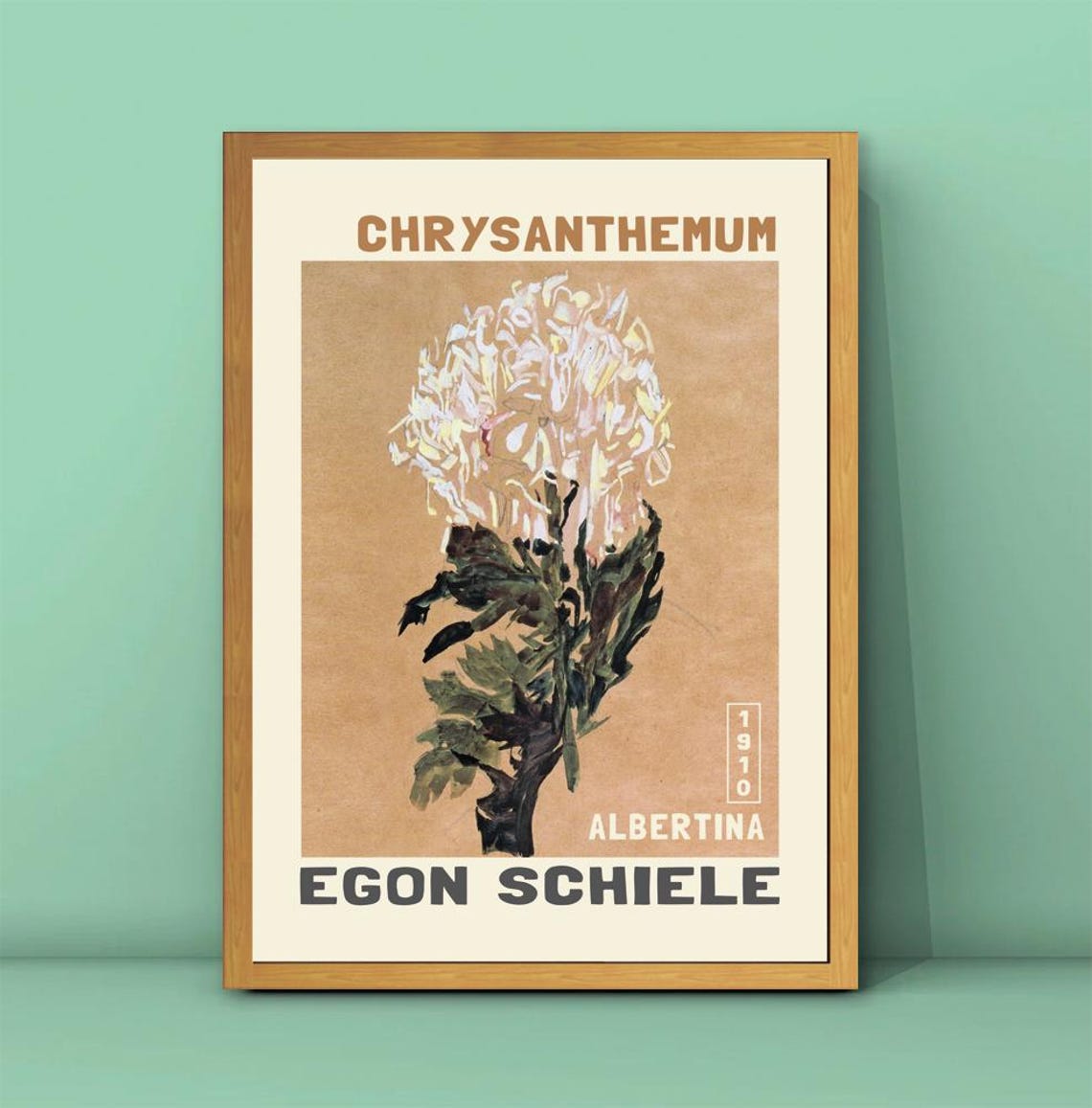 Egon Schiele 1910 White Chrysanthemum Albertina Flower Poster