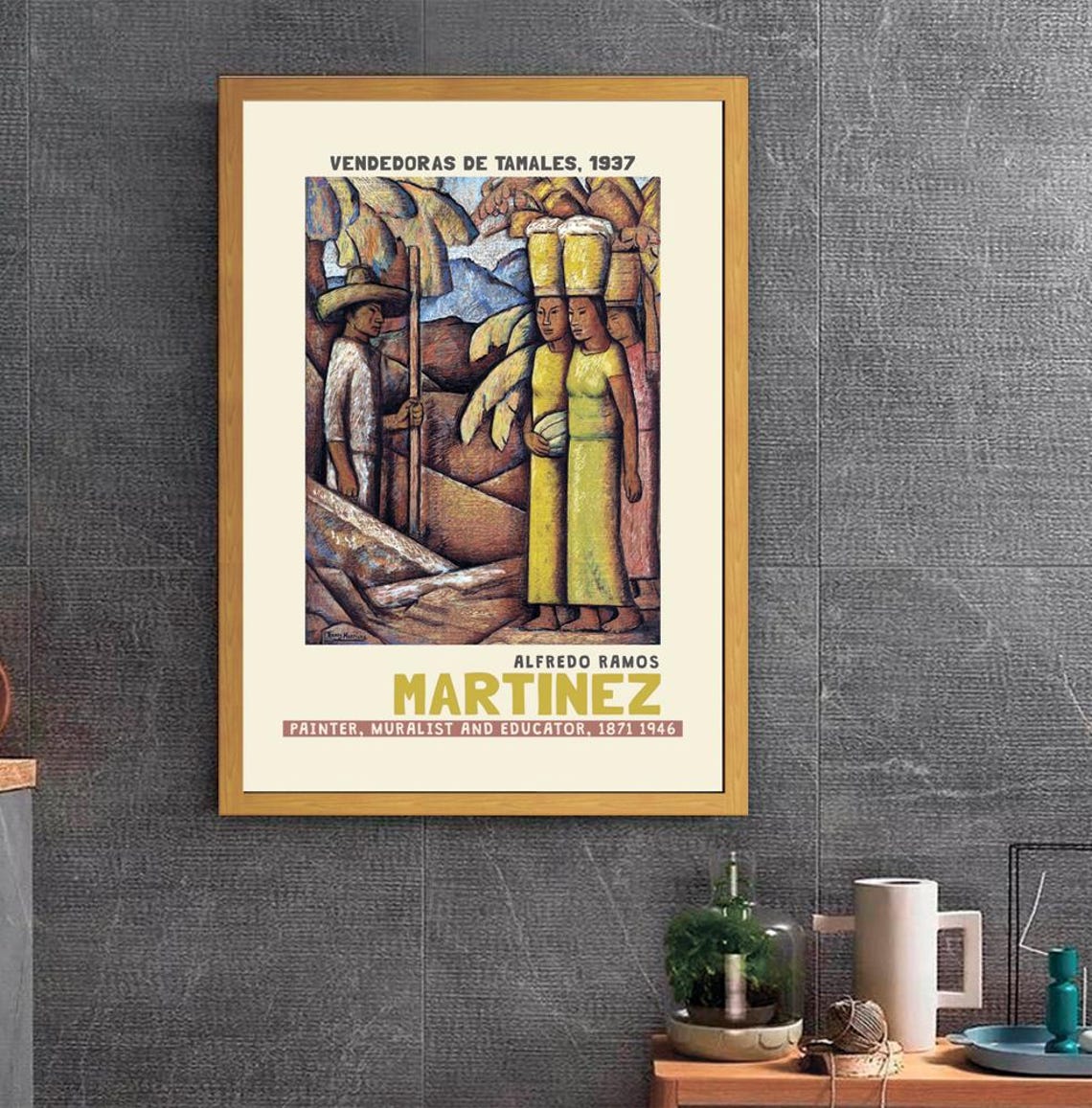 Alfredo Ramos Martinez Vendedoras De Tamales Print Martinez Painting Vintage Woman Poster Woman In Yellow Dress Poster - Image 2