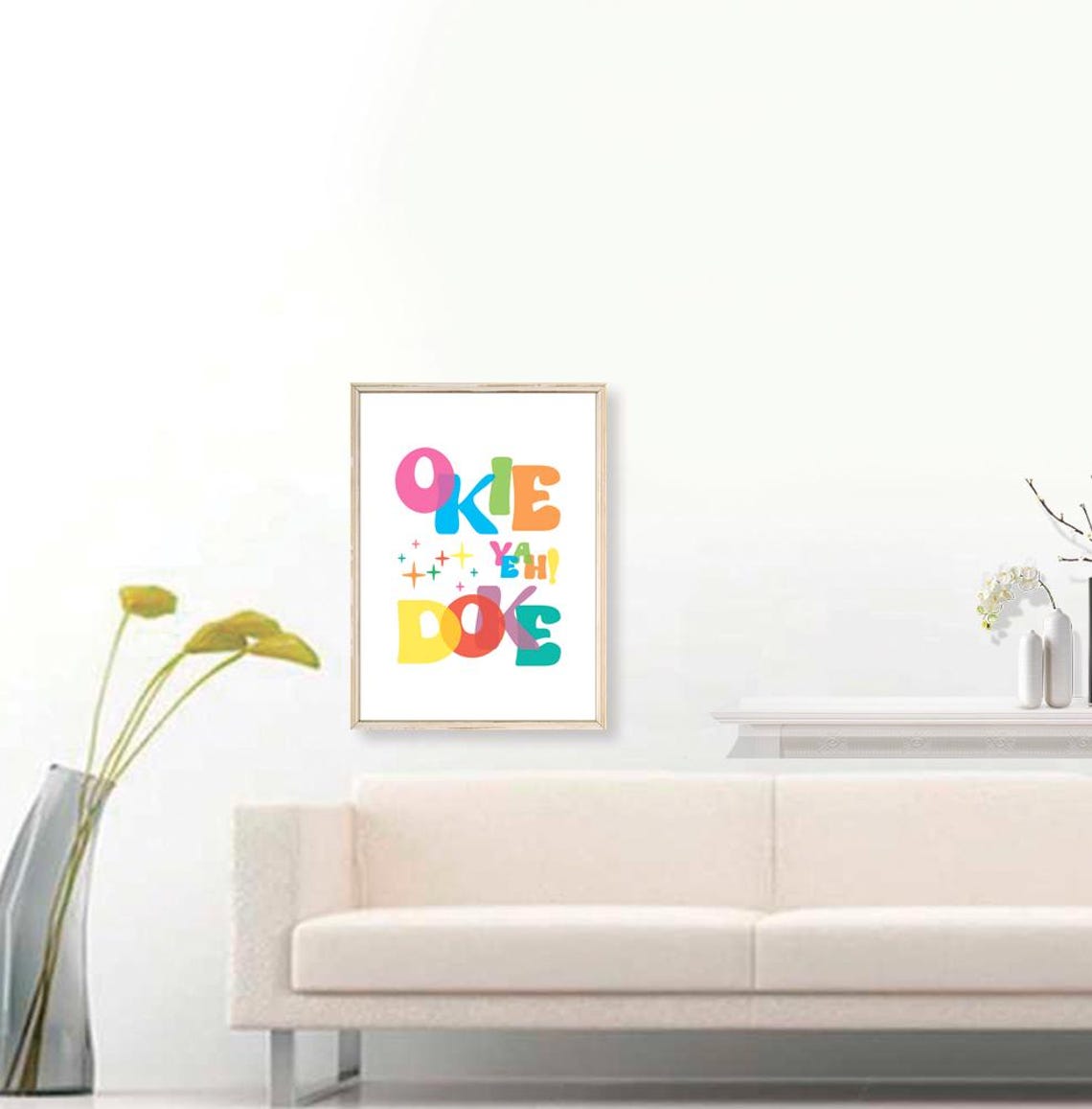 Okie Doke Yeah Bubble Letters Colorful Fun Retro Quote Poster - Image 3
