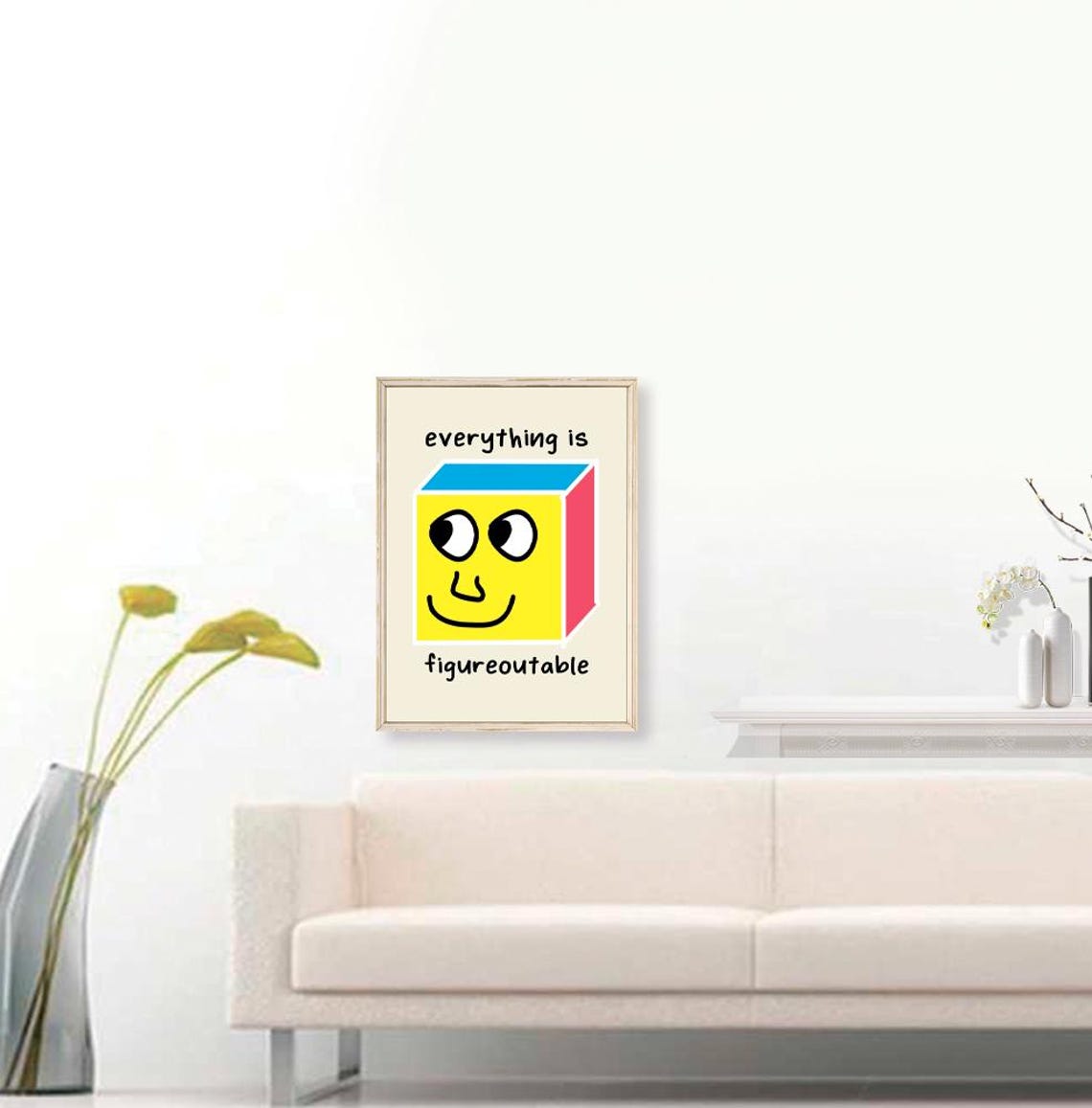 Everything Is Figureoutable Cute Cube Character Motivational Poster - Image 3