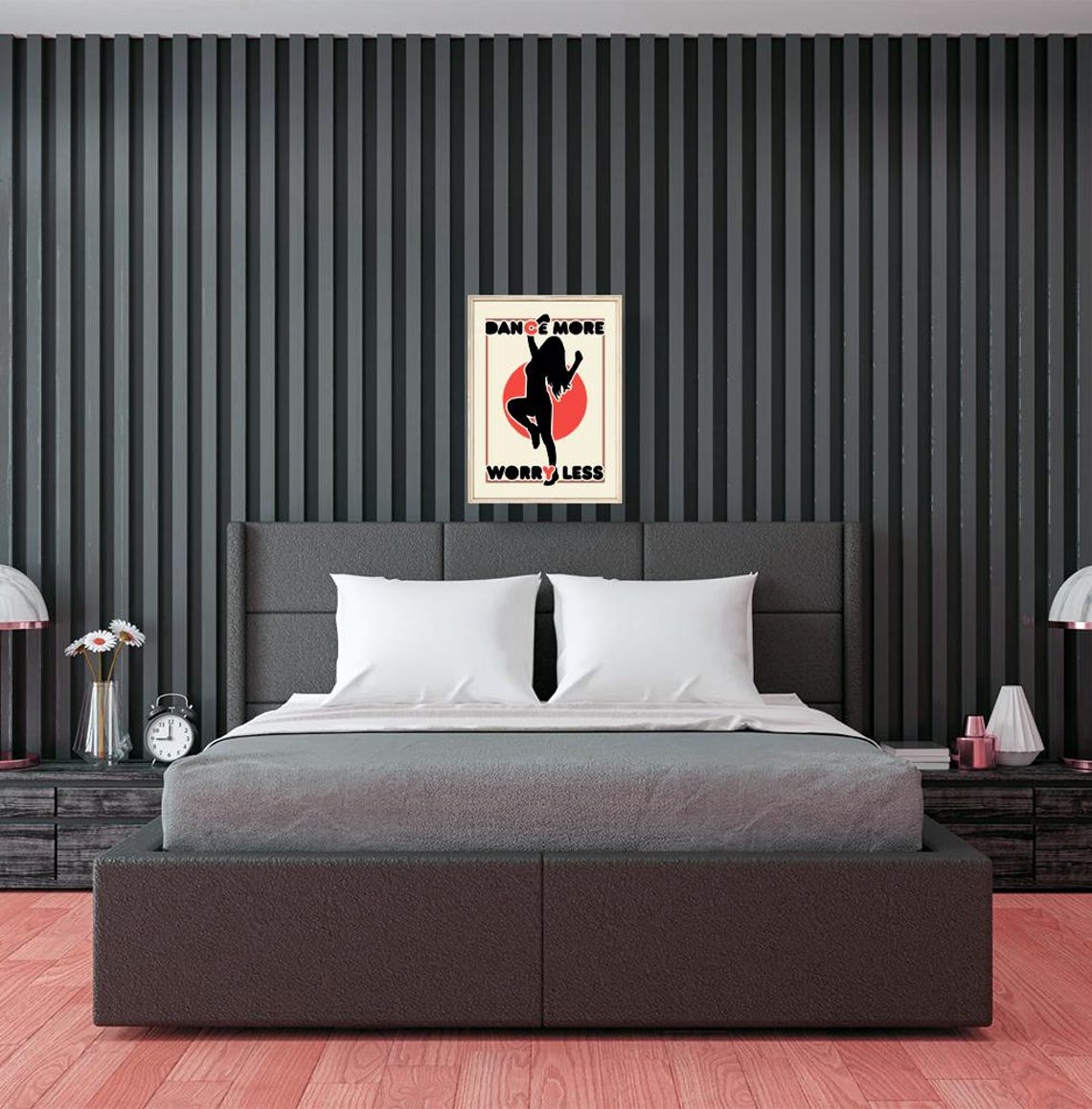Dance More Worry Less Retro Dancer Silhouette Motivational Poster - Image 2