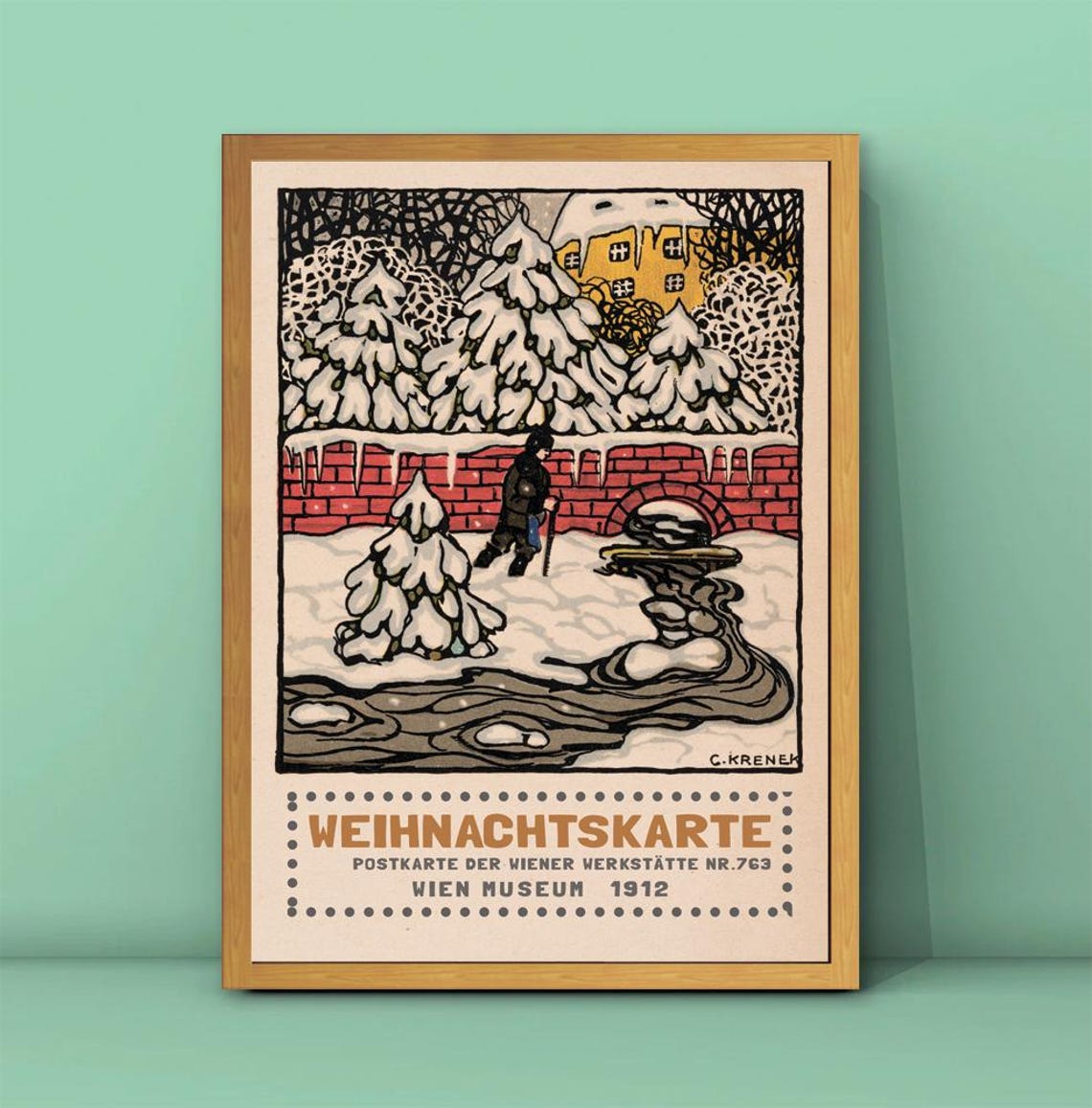 Weihnachtskarte 1912 Wiener Werkstatte Christmas Card Art Poster - Image 3