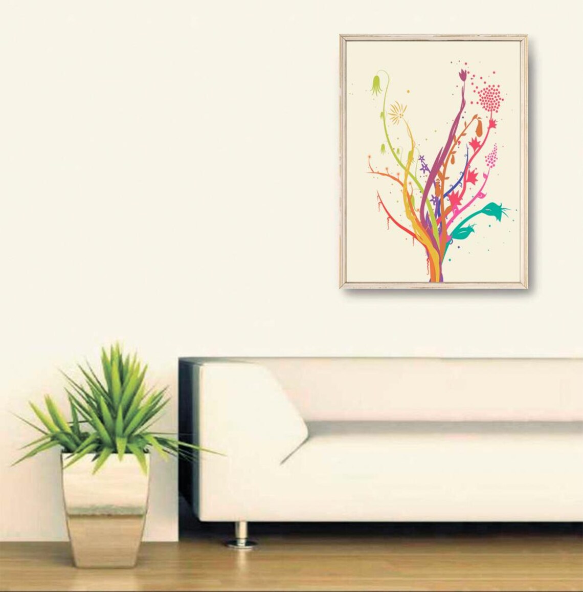 Colorful Abstract Floral Tree Modern Botanical Illustration Art Poster - Image 2