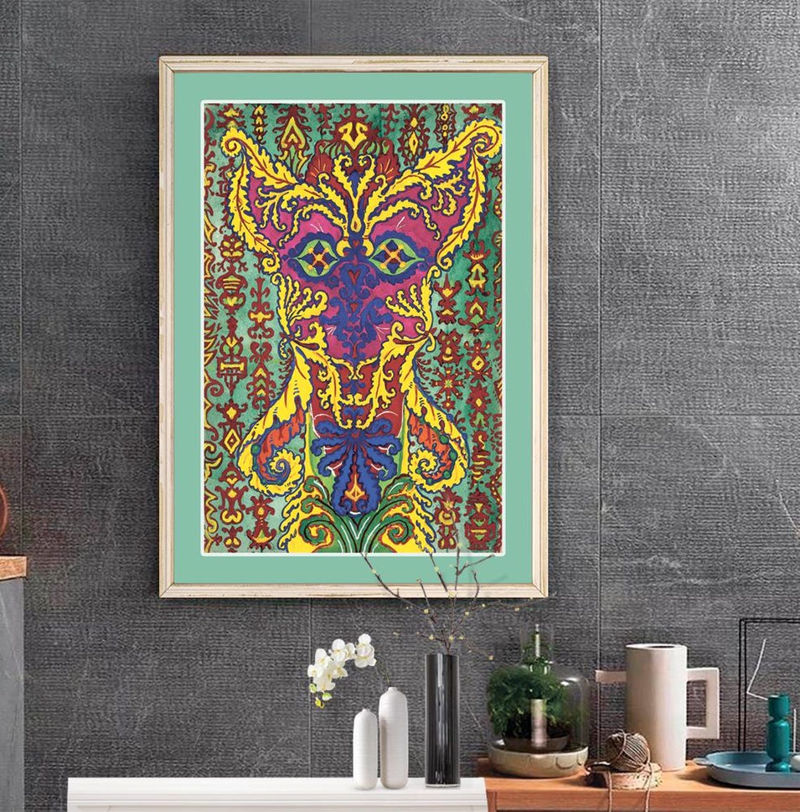 Louis Wain Kaleidoscopic Ornamental Cat Psychedelic Art Poster - Image 3