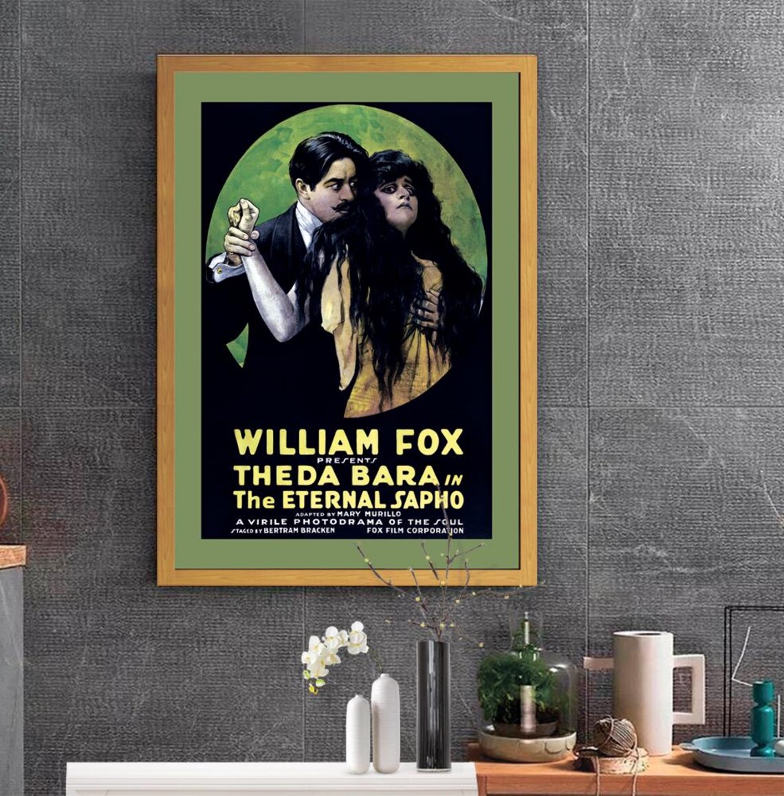 Theda Bara The Eternal Sapho Vintage Silent Film Movie Poster - Image 2