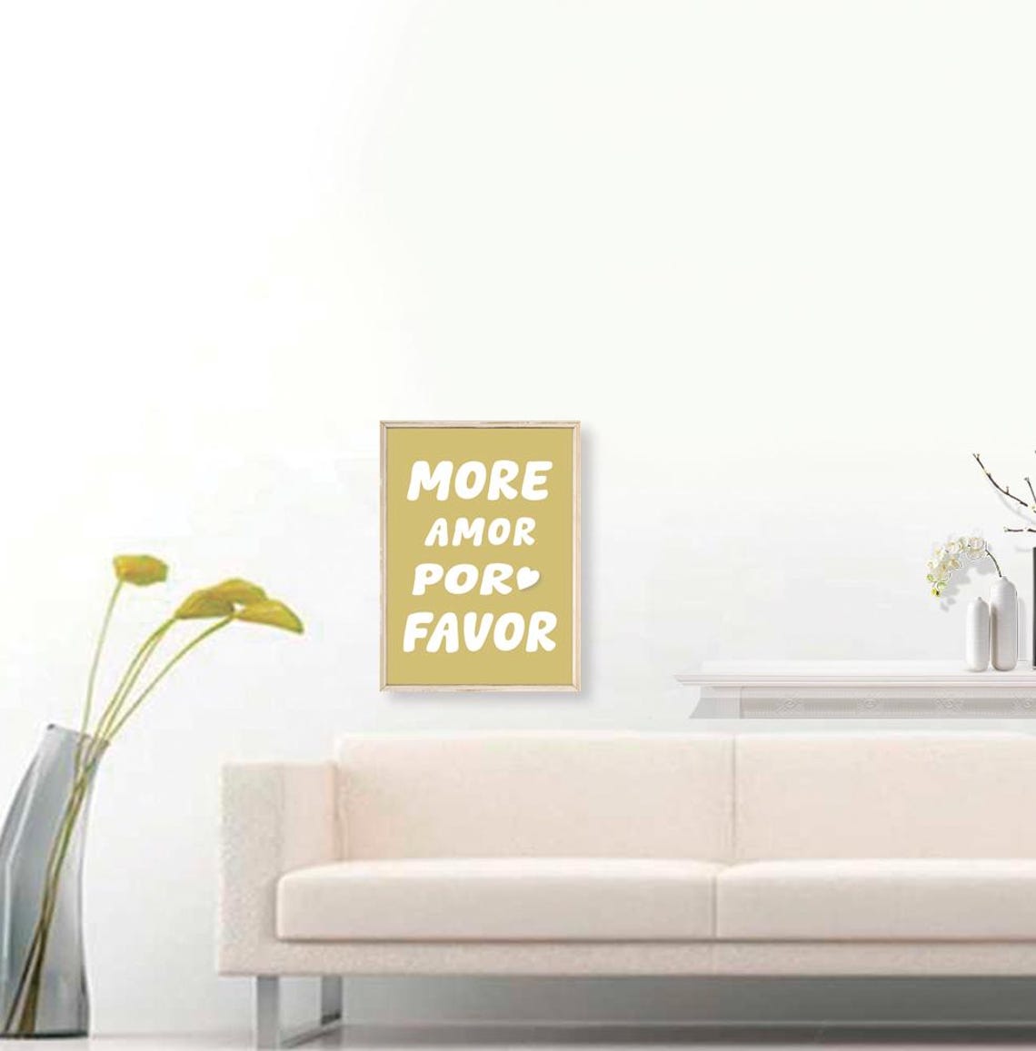 More Amor Por Favor Print Maximalist Poster More Amor Por Favor Wall Art Eclectic Wall Art Love Quote Yellow Print - Image 3