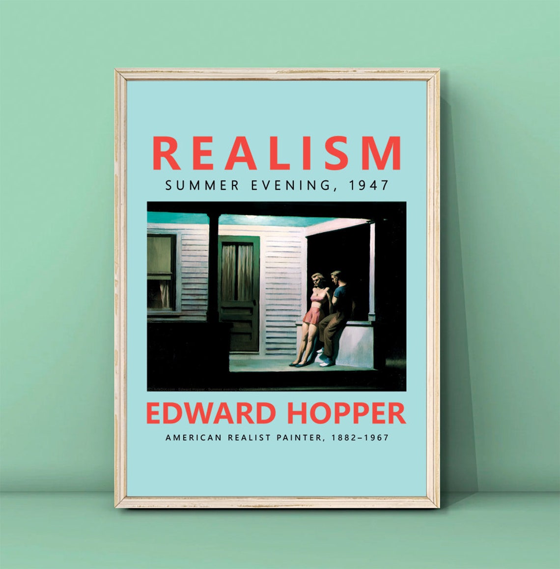 Edward Hopper Summer Evening 1947 Porch Couple Night Realism Poster