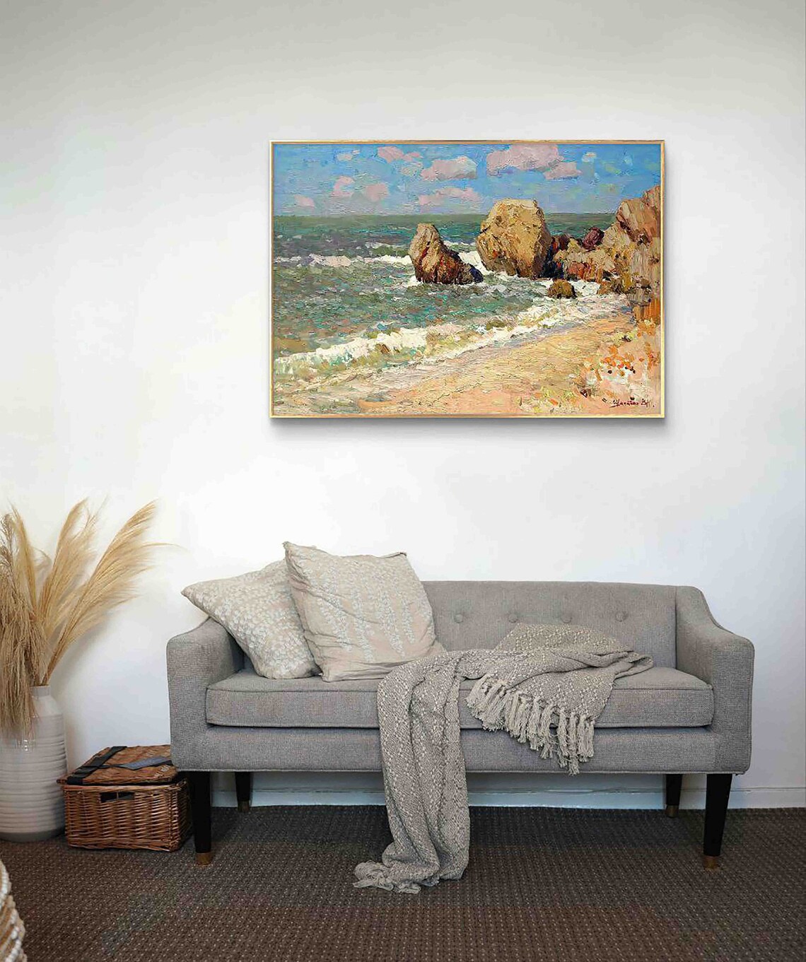 Seascape Sandy Beach in a Beautiful Bay, Art Print - Image 2