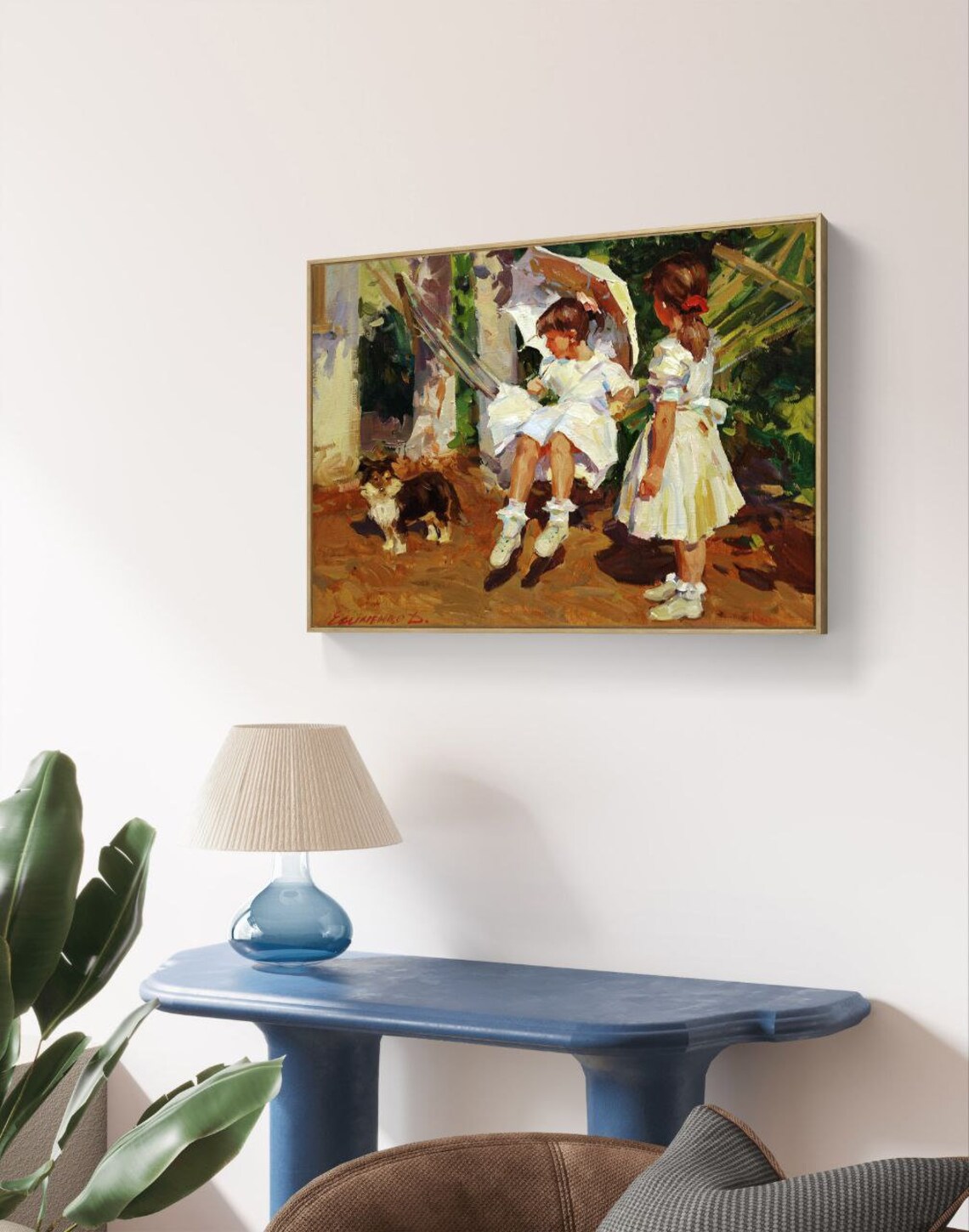 Impressionism Sunny Garden With Girls And Dog - Image 2