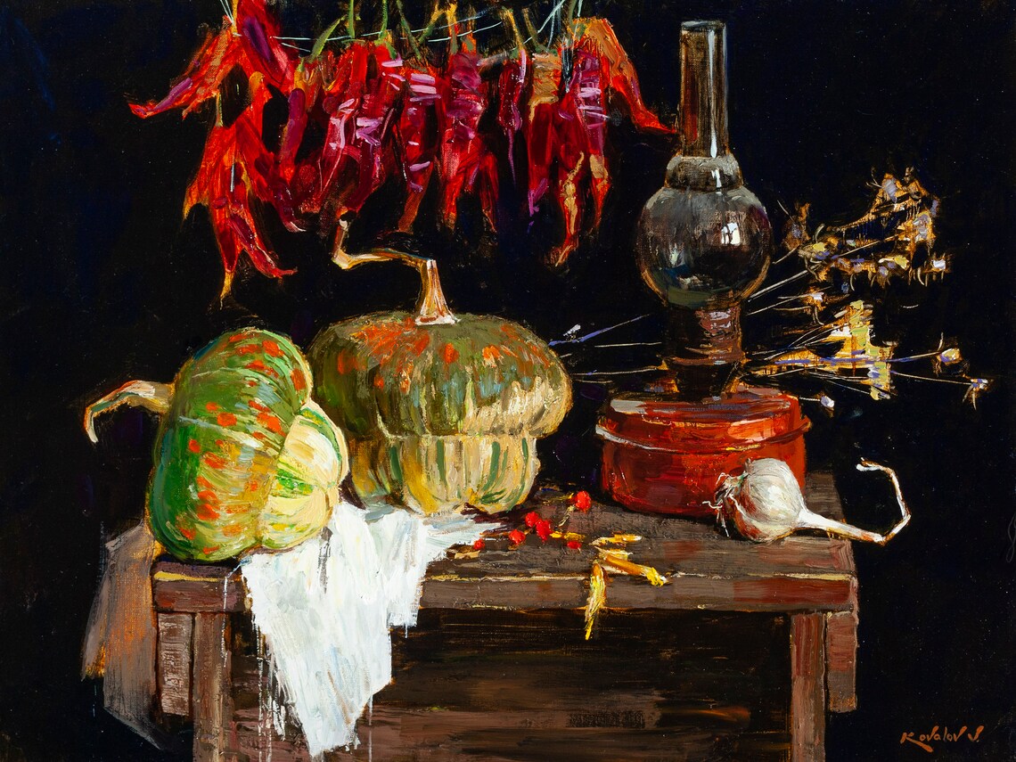 Rustic Still Life With Pumpkins, Halloween Art Print - Image 3