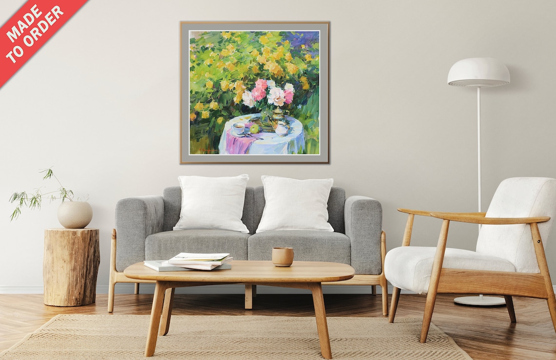 Peonies and Tea Roses, Impressionism Still Life Art Print