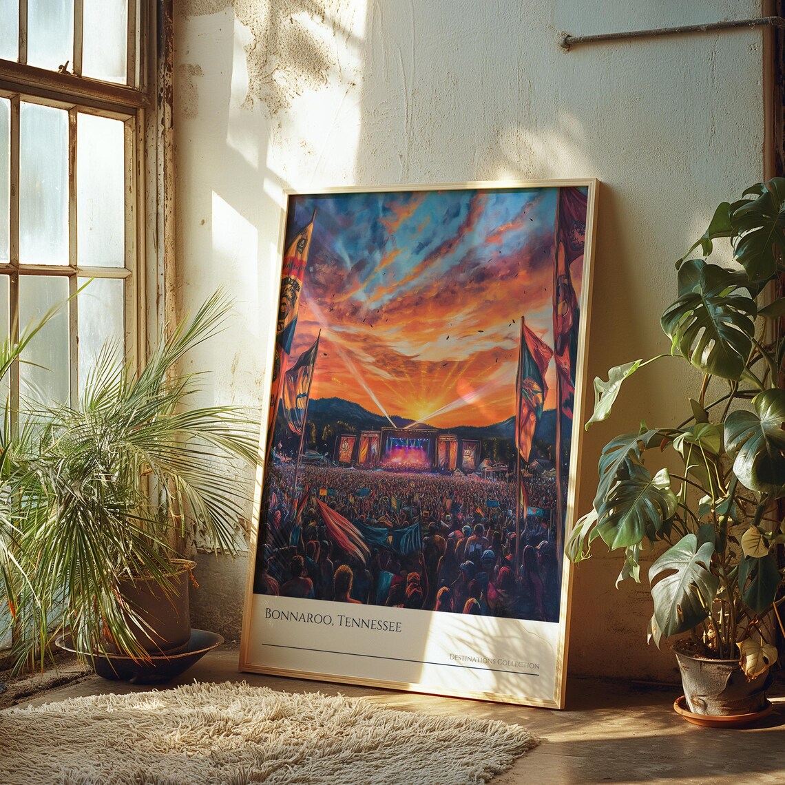 Bonnaroo Tennessee Music Festival Sunset Crowd Travel Poster - Image 2