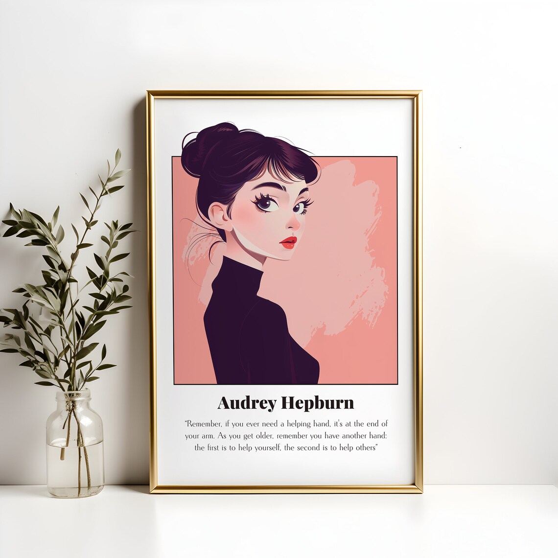 Audrey Hepburn Helping Hand Kindness Quote Portrait Wall Art