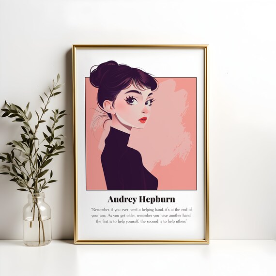 Audrey Hepburn Helping Hand Kindness Quote Portrait Wall Art
