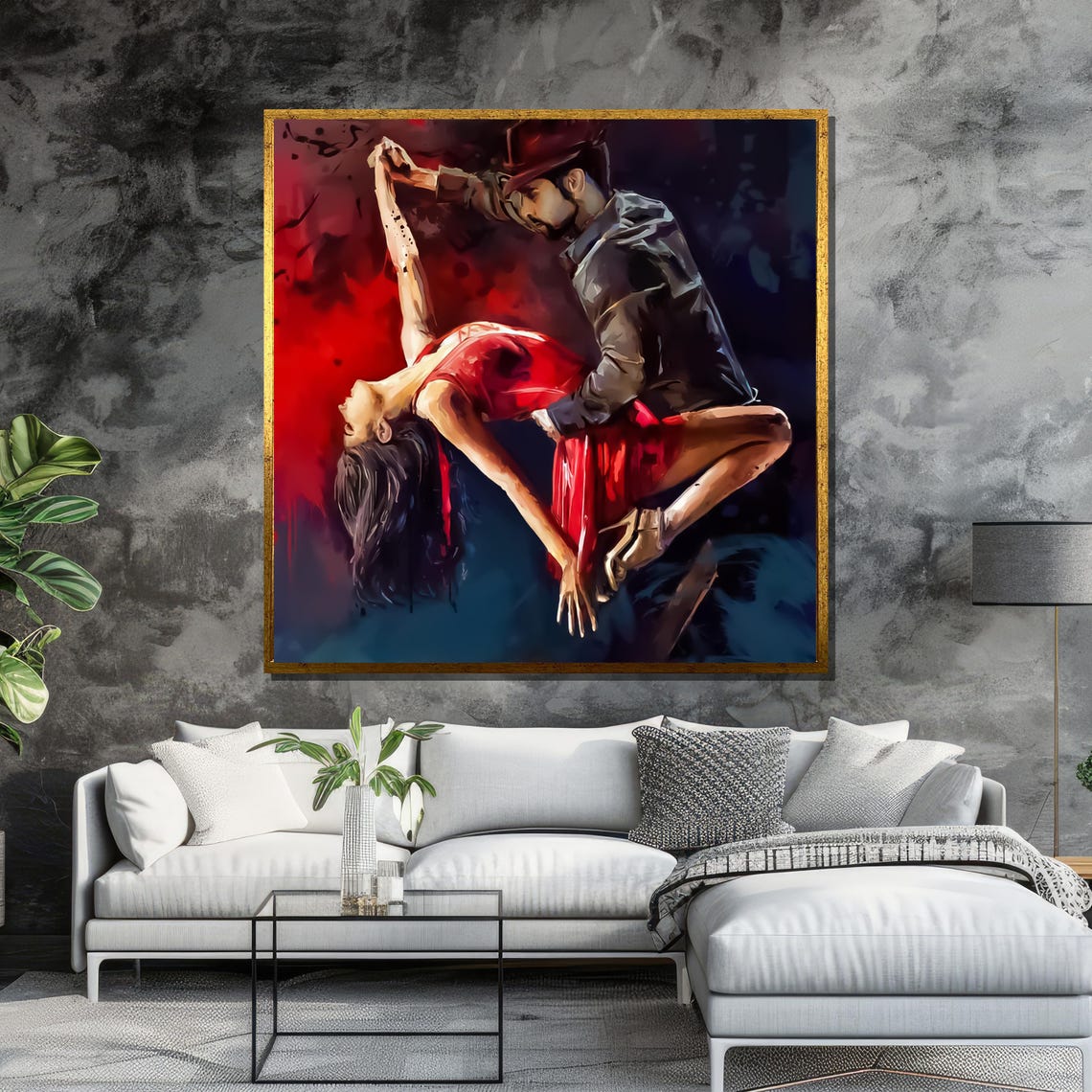 Timeless Tango A Couples Passionate Dance Frozen In Art Painting For Living Room - Image 6
