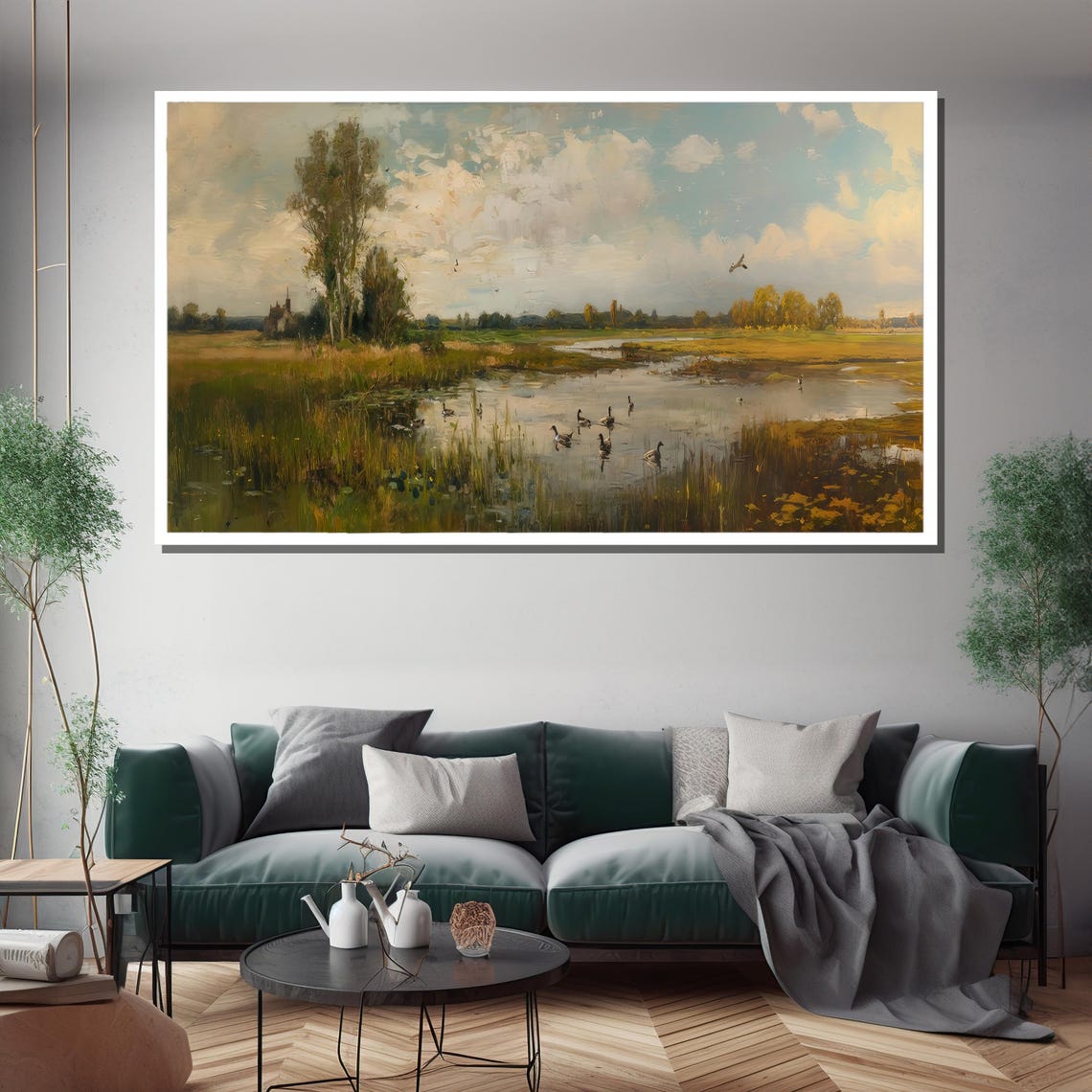 Tranquil Marsh Wetlands Landscape With Wild Ducks Painterly Poster - Image 3