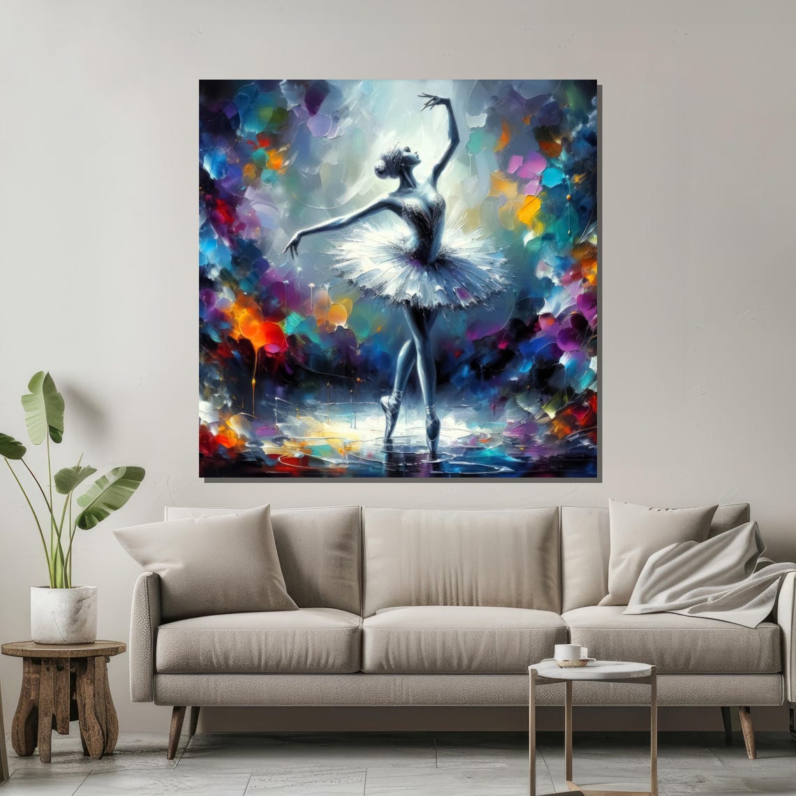 Modern Ballerina Art Colorful Abstract Dance Wall Decor For Living Room - Image 2