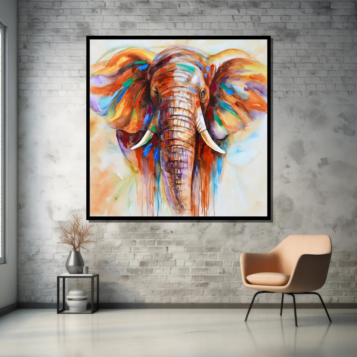 Colorful Elephant Head Abstract Safari Wildlife Poster for Living Room - Image 5