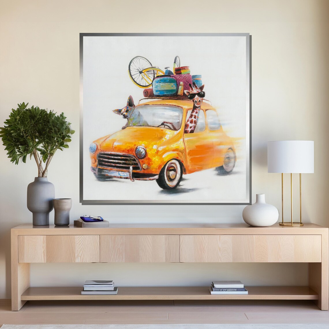 Funny Animals Road Trip Vintage Car Poster for Kids Playroom - Image 4