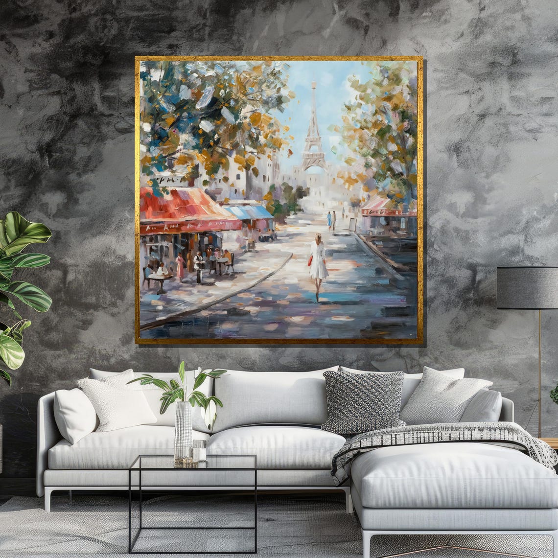 Romantic Paris Street Scene With Eiffel Tower And Cafes Poster - Image 6
