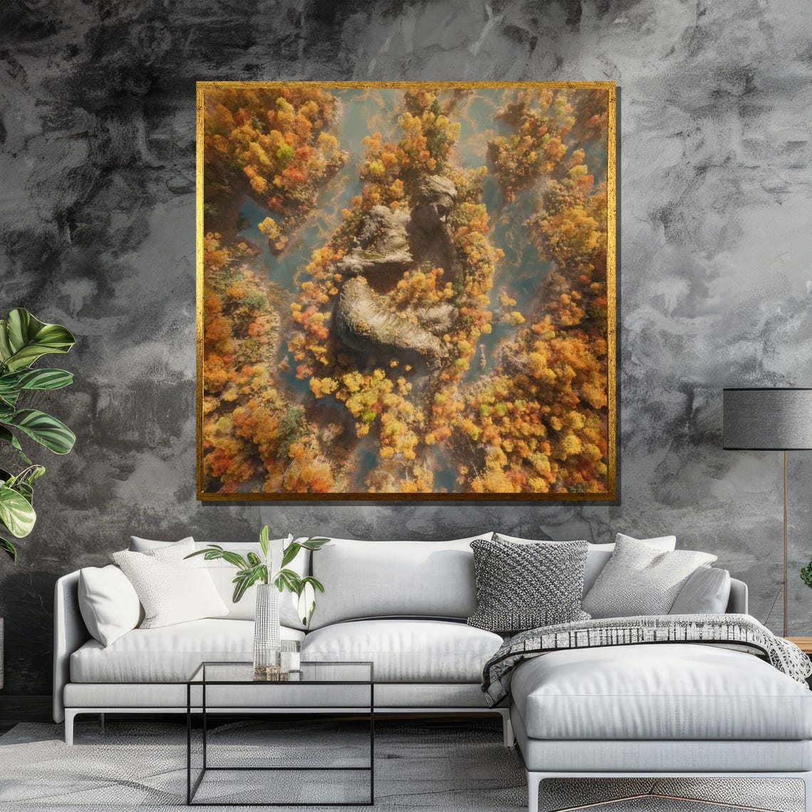 Aerial Autumn Forest With Hidden Woman's Face Double Exposure Poster - Image 6