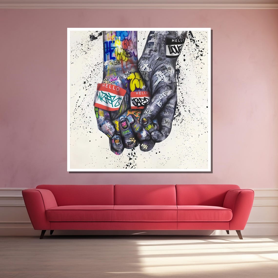 Two Hands With Graffiti Tattoos Holding Each Other Street Art Poster - Image 3