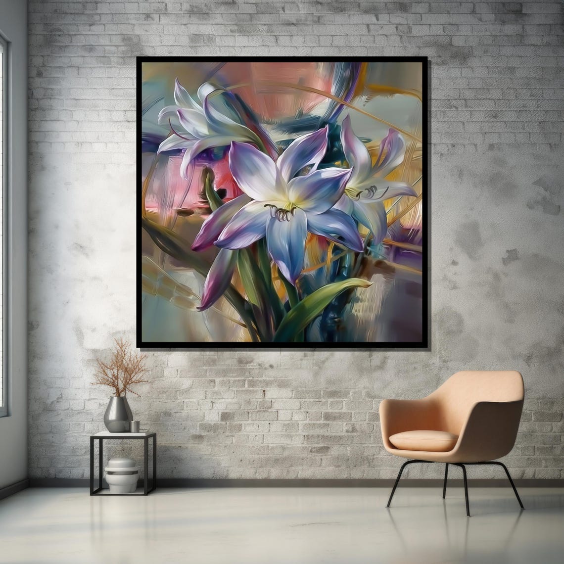 Vibrant Purple and Blue Lily Impressionist Botanical Floral Art Poster - Image 5