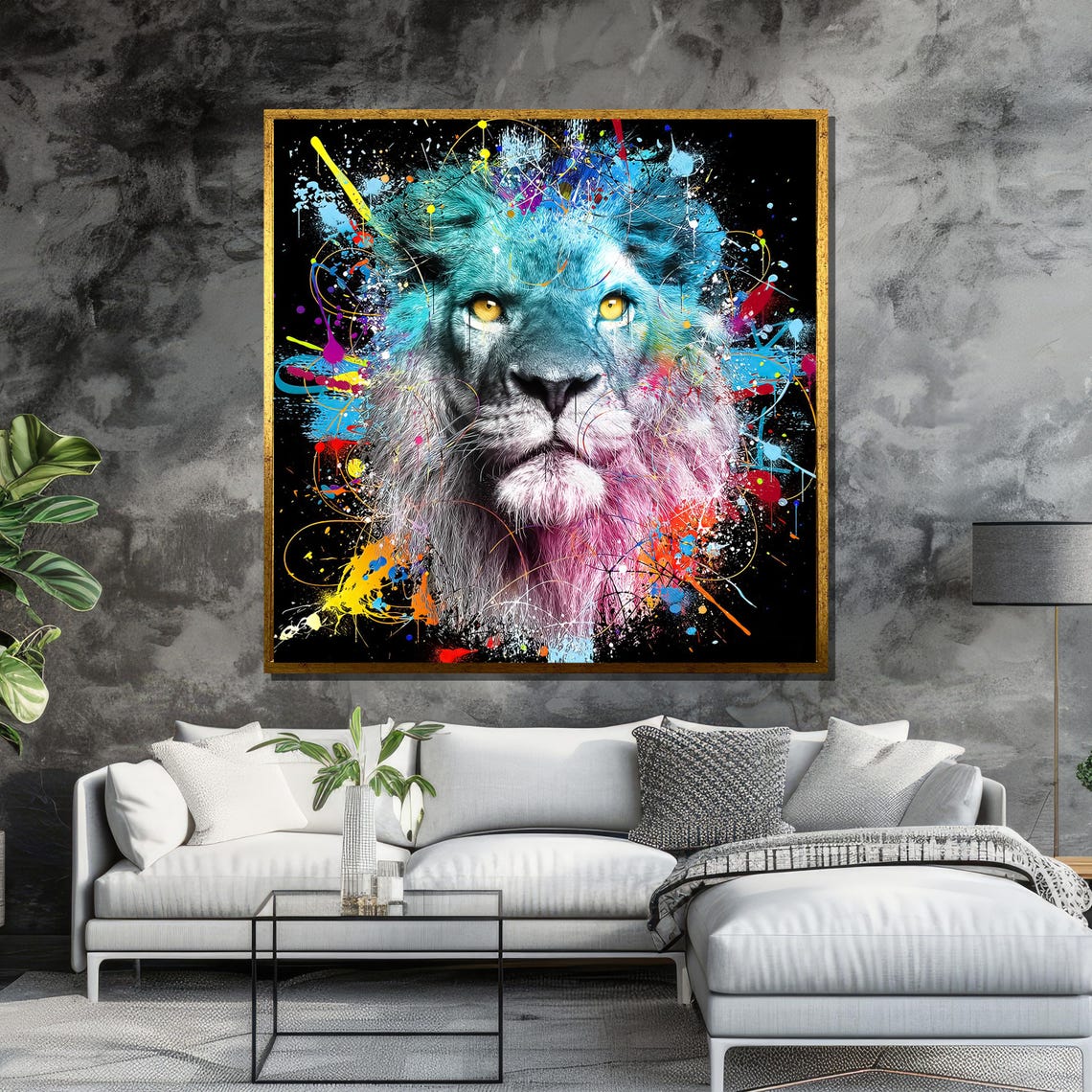 Vibrant Lion Colorful Wall Art Modern Animal Decor Bold Home Accent - Image 6