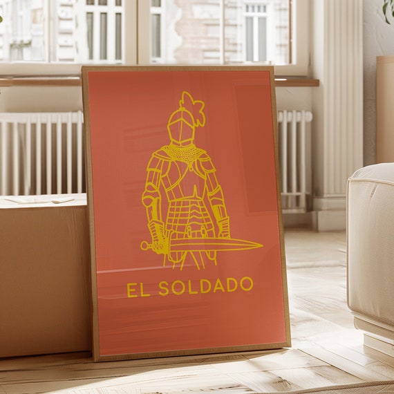 El Soldado Art Print Mexian Loteria Prints Boho Minimalist Prints Bohominimalistdecor Cowboy Art File
