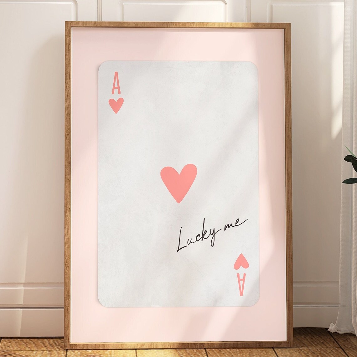 Lucky Me Ace Of Hearts Playing Card Pink Preppy Trendy Poster