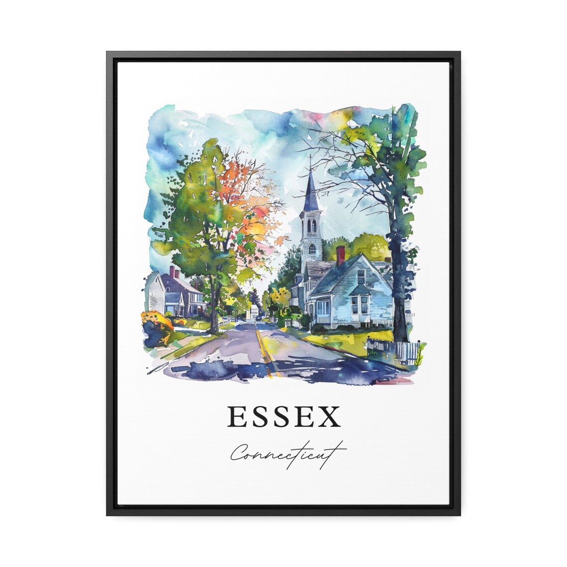 Essex Connecticut New England Village Street Watercolor Poster - Image 3