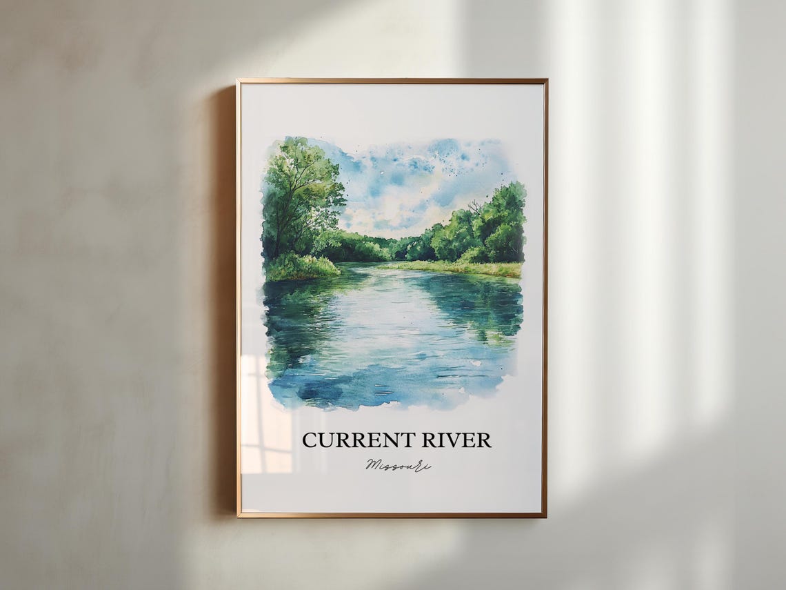 Current River Missouri Emerald Water Forest Watercolor River Poster - Image 3