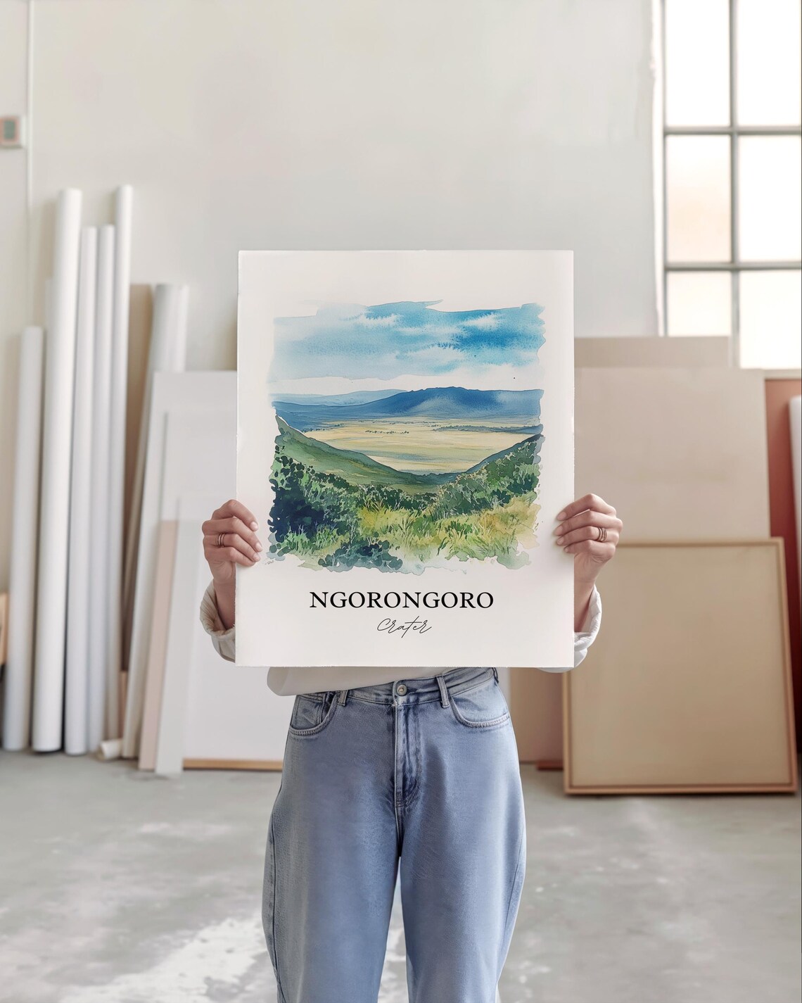 Ngorongoro Crater Watercolor Travel Poster - Image 5