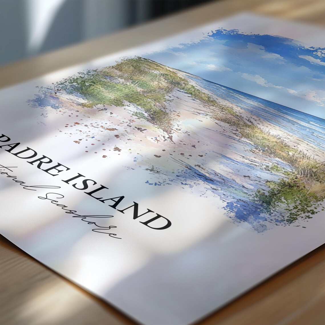 Padre Island National Seashore Texas Beach Dunes Watercolor Poster - Image 5
