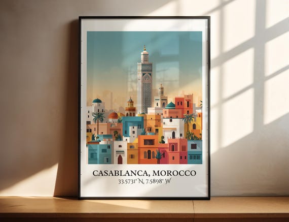 Casablanca Art Retro Travel Morocco Decor Gift Prints Housewarming