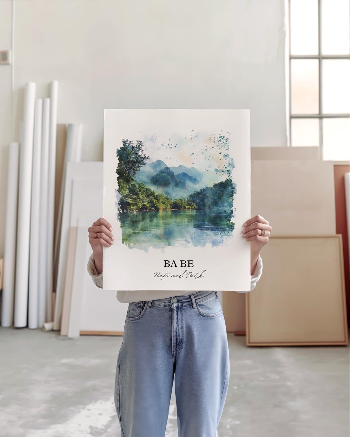 Ba Be National Park Vietnam Watercolor Art Misty Lake Forest Poster - Image 5
