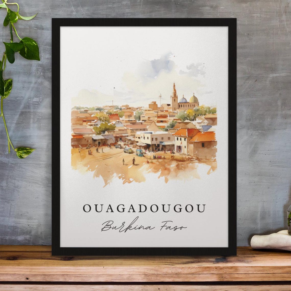 Ouagadougou Burkina Faso Art Print, Custom Text - Image 2