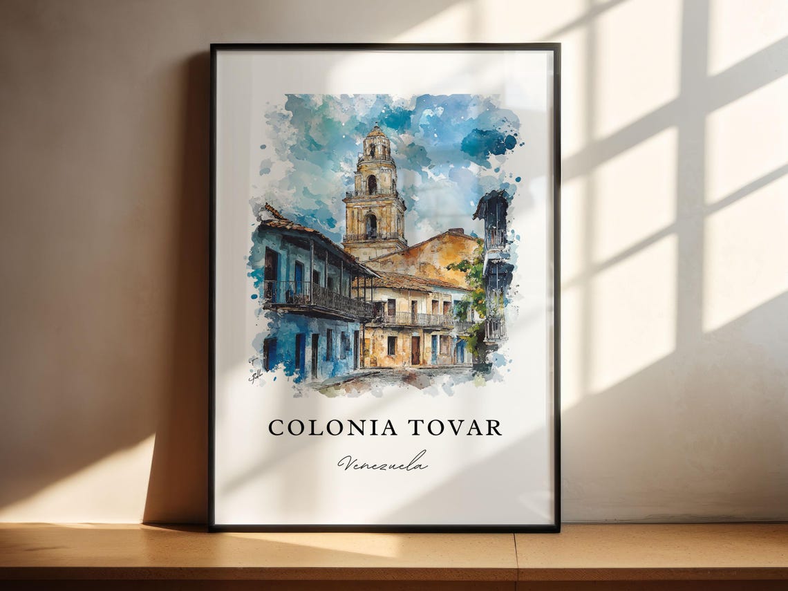 Colonia Tovar Venezuela Watercolor Colonial Bell Tower Poster - Image 4