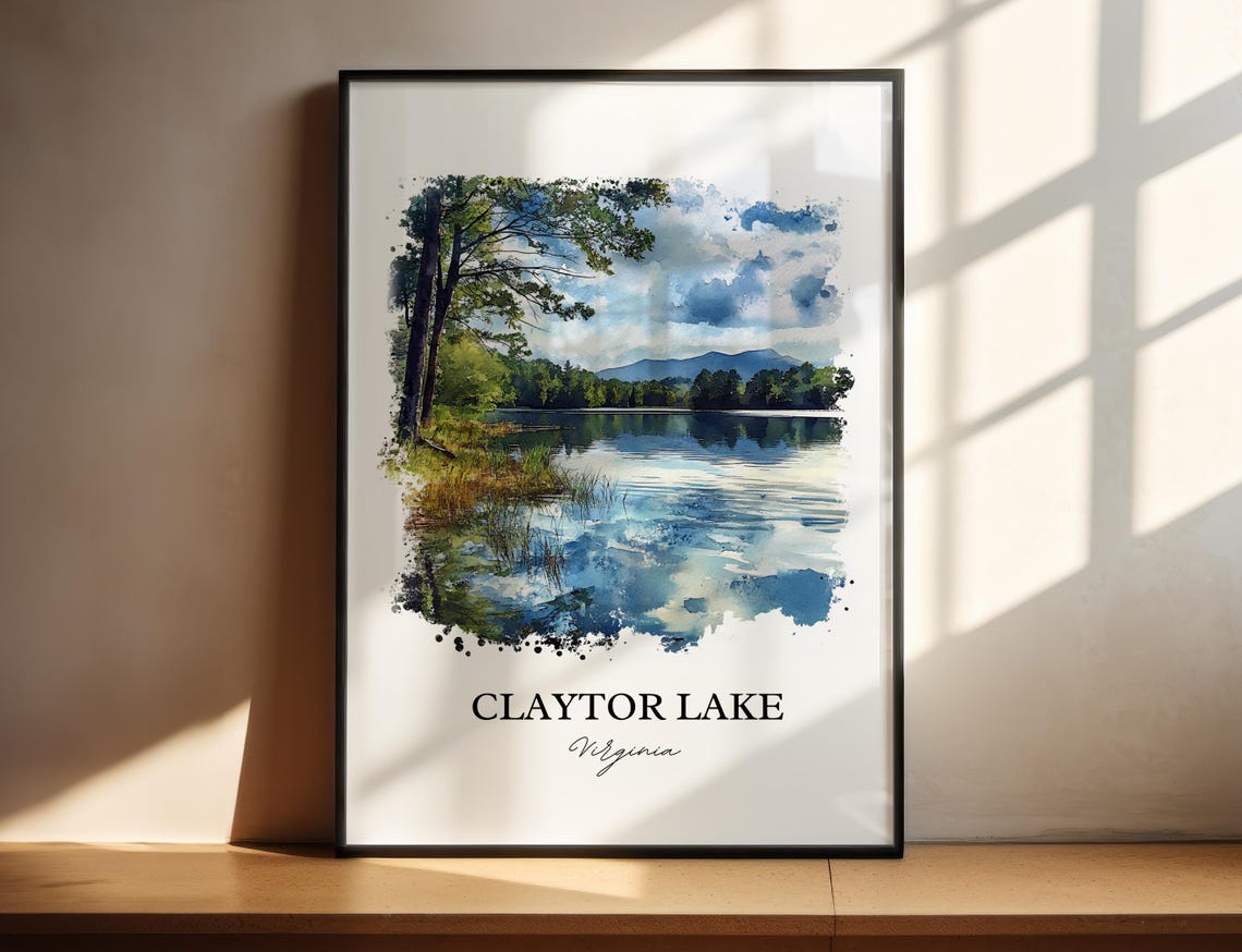 Claytor Lake Virginia Calm Water Pine Trees Mountain View Poster