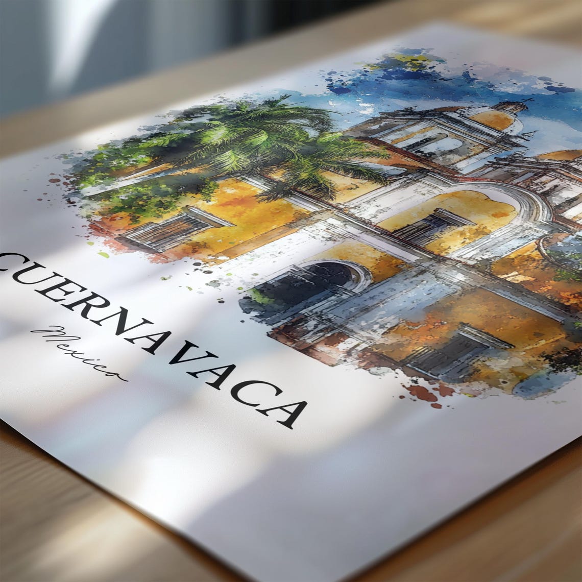 Cuernavaca Wall Art Morelos State Mx Print Mexico Watercolor Gift Travel Poster Housewarming - Image 6