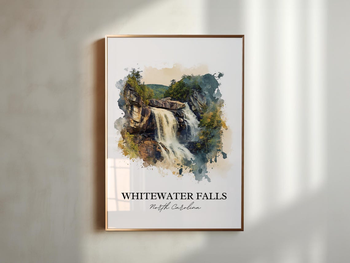Whitewater Falls North Carolina Cliff Waterfall Travel Poster - Image 5