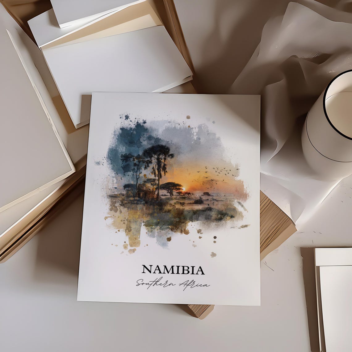 Namibia Wall Art Print Watercolor Gift Travel Poster Housewarming - Image 3