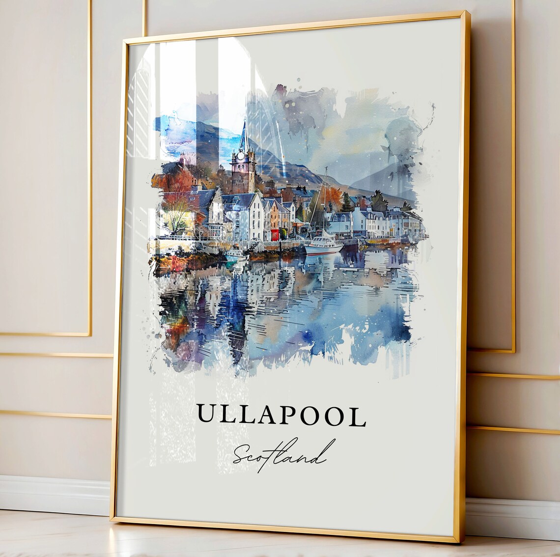 Ullapool Scotland Harbor Village Watercolor Highland Travel Poster - Image 3