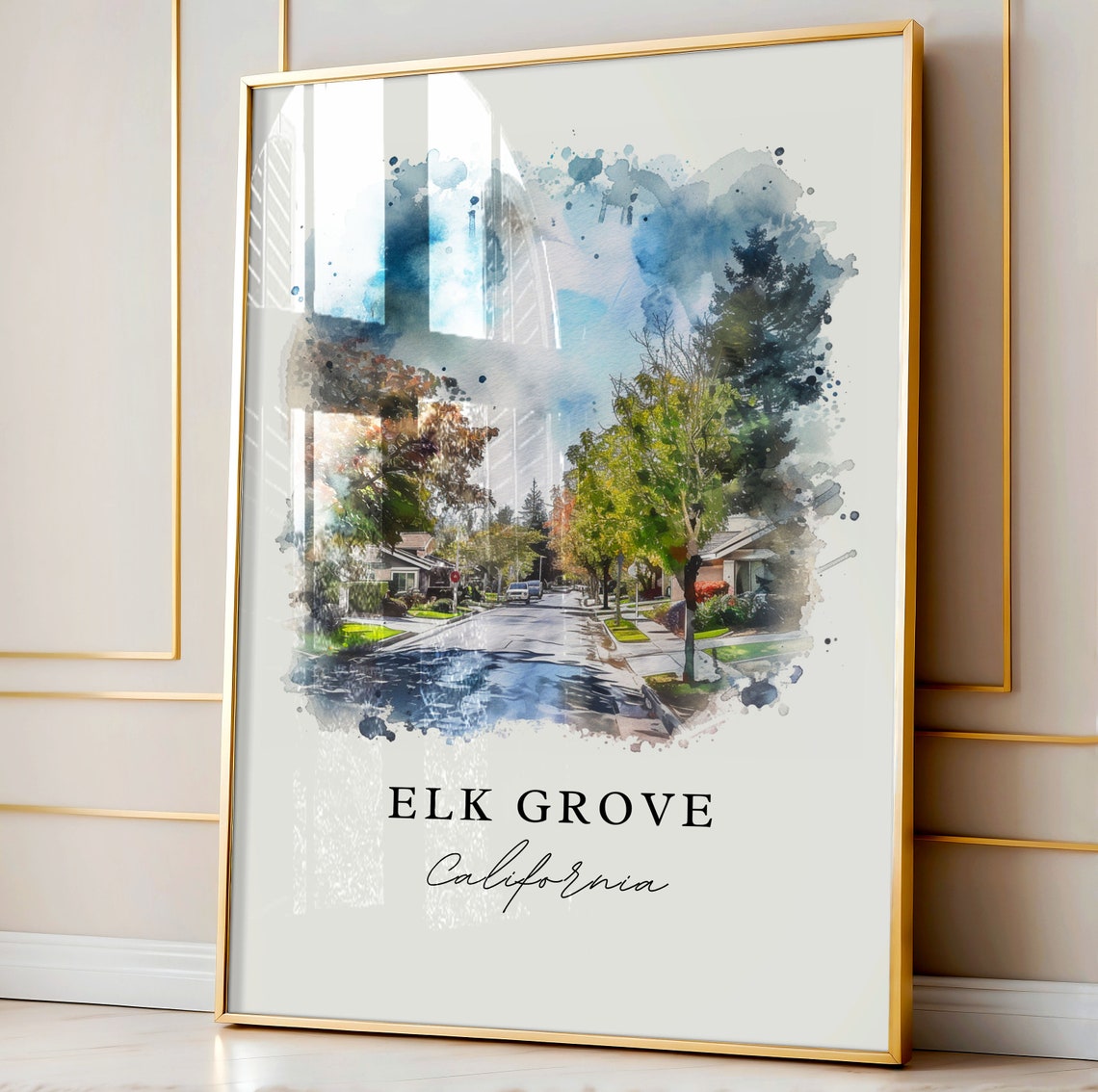Elk Grove Wall Art Print Gift Travel Poster Housewarming - Image 4