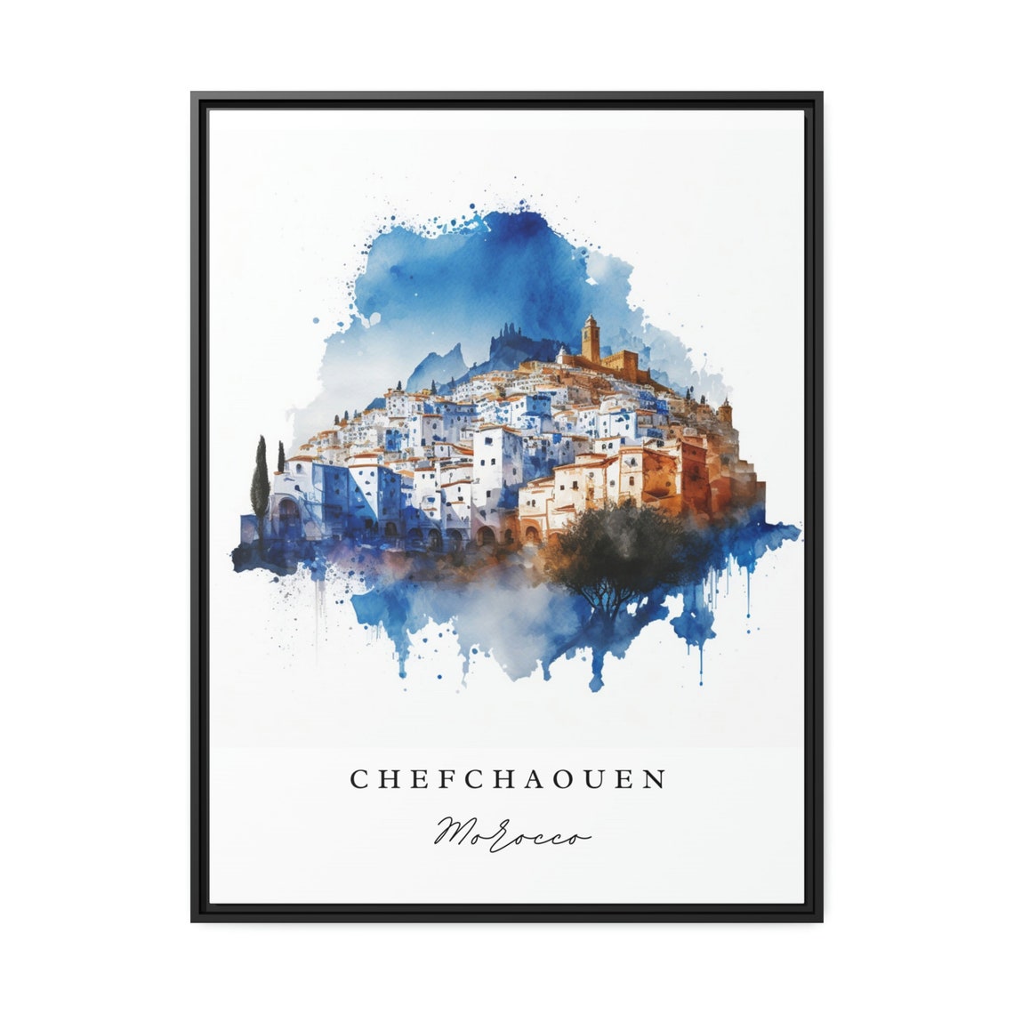 Chefchaouen Morocco Wall Art Poster Wedding Gift Birthday Present Custom Text Personalized - Image 2