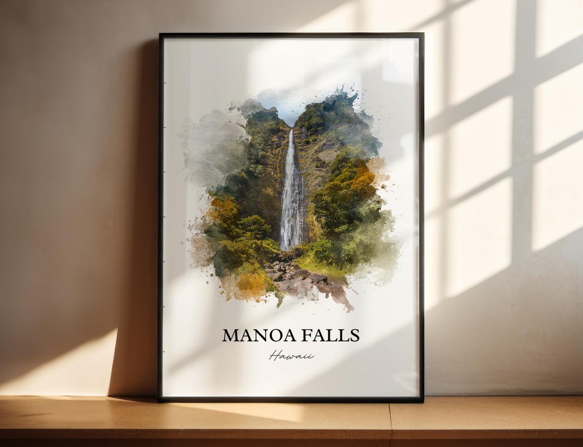 Manoa Falls Hawaii Lush Tropical Rainforest Waterfall Art Poster